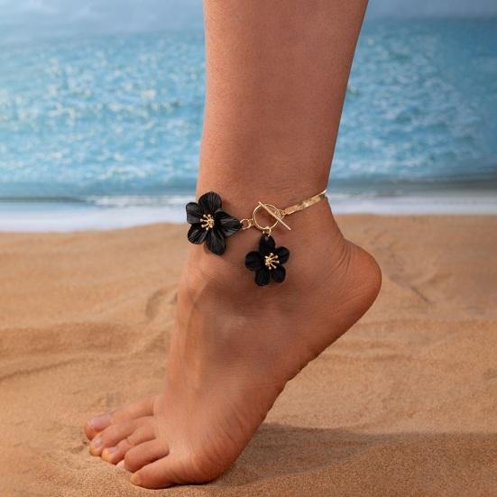 Женский браслет на щиколотку с преувеличенным 3D цветочным декором, кулон на щиколотку, летняя цепочка на ногу, платье, юбка, бикини, ювелирные изделия, подарок