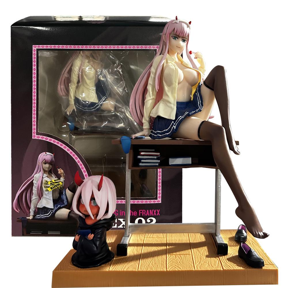 25 см Аниме Darling in the FranXX Фигурка 02 НОЛЬ ДВА Школьная форма Черные чулки Вер Модель из детства Игрушка Подарок ПВХ Стоящая