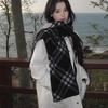 1Pieces High-end All-match Black And White Plaid Imitation Cashmere Scarf Mountaineering Scarf