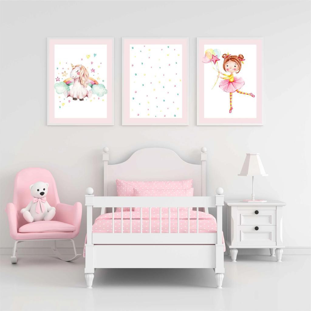 Plakaty dla dzieci Zestaw pastelowa baletnica jednorożec do pokoju dziecka 50x70