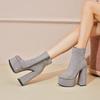 New Autumn and Winter Rhinestone Thick High-heeled Short Boots Women's Super High-heeled Waterproof Table