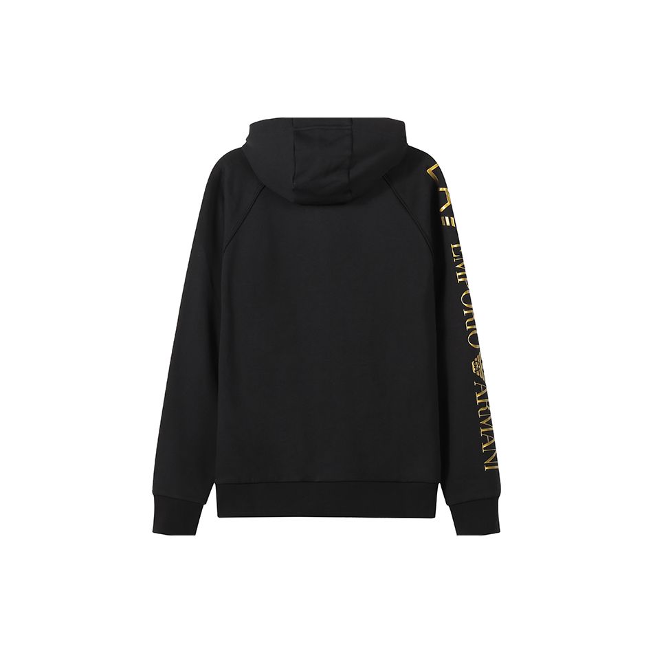 Emporio Armani Мужская толстовка с капюшоном и длинным рукавом из флиса с вышивкой Черный Золотой 8NPM08-PJ07Z-1203