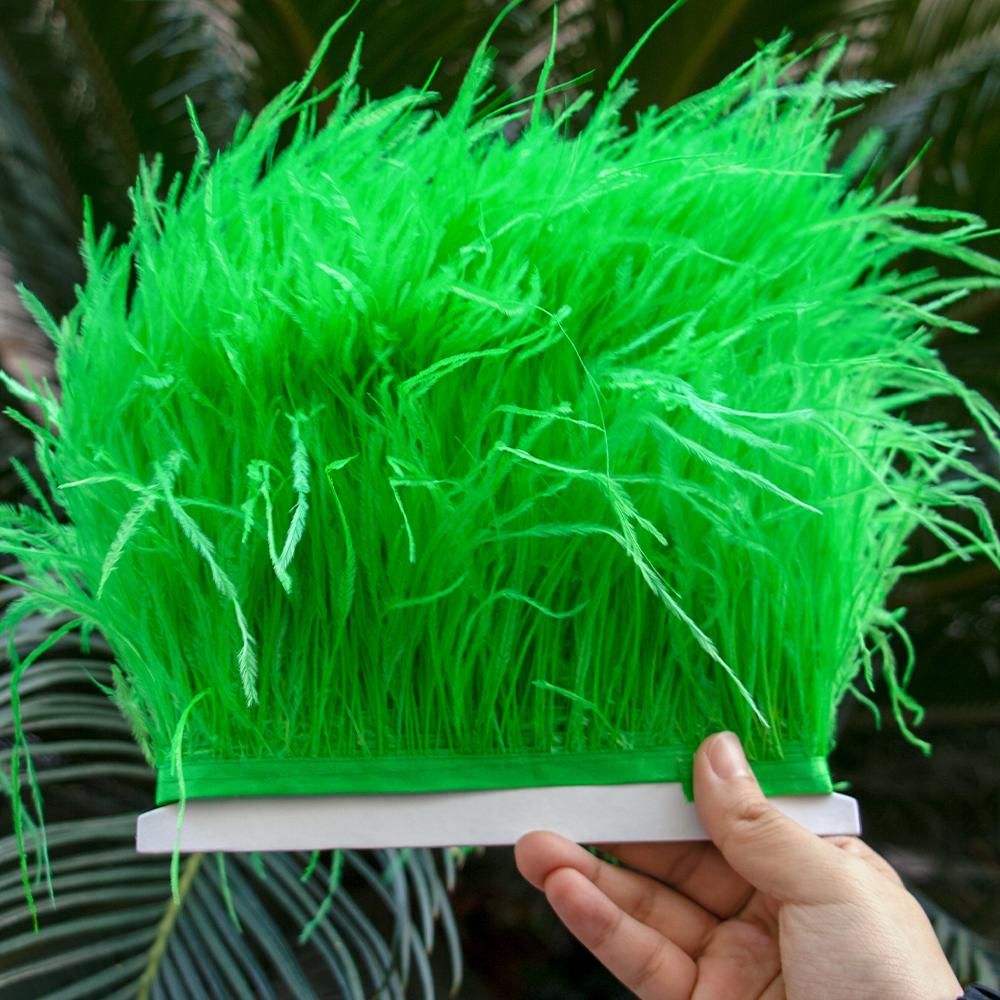 1M Natural Ostrich Feathers Trim White Clothing Sewing Ribbon 8-10cm Feather Fringe for Wedding Party Decoration Crafts Plumes