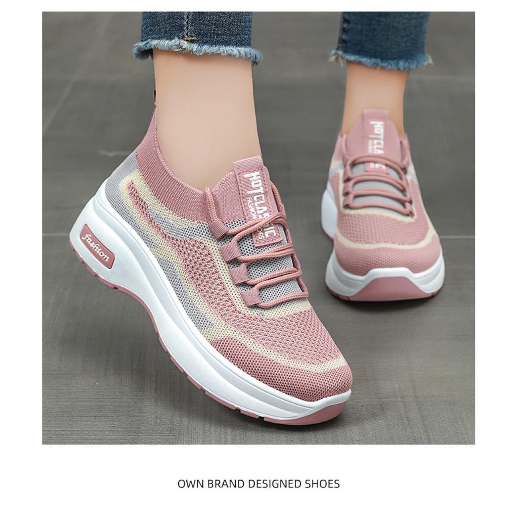 Обувь женская, новая обувь на толстой подошве, дышащая обувь Flyknit, модные универсальные носки, повседневная обувь