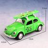 1:36 Красный литой автомобиль Volkswagen Beetle с доской для серфинга, Металлическая модель с механизмом оттягивания и открывающимися дверями, Ретро-игрушка для летнего пляжа для детей