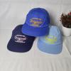 American Retro Blue English Embroidered Baseball Cap for Men and Women Spring and Summer Flat Brim Sunshade Cap Versatile