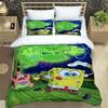 3D Sponge Bob Square Pants Printed Bedding Set, Cartoon Pattern Duvet Cover and Pillowcases, Single/Double Bed Sheet Sets,