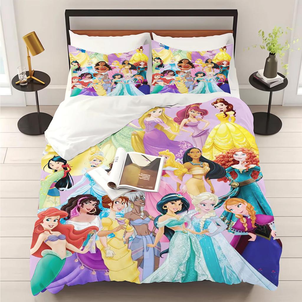 Princess Cinderella Cartoon Quilt Cover Duvet Breathable 3D Cute Printed Bedroom Comforter Warmth Polyester Bedding