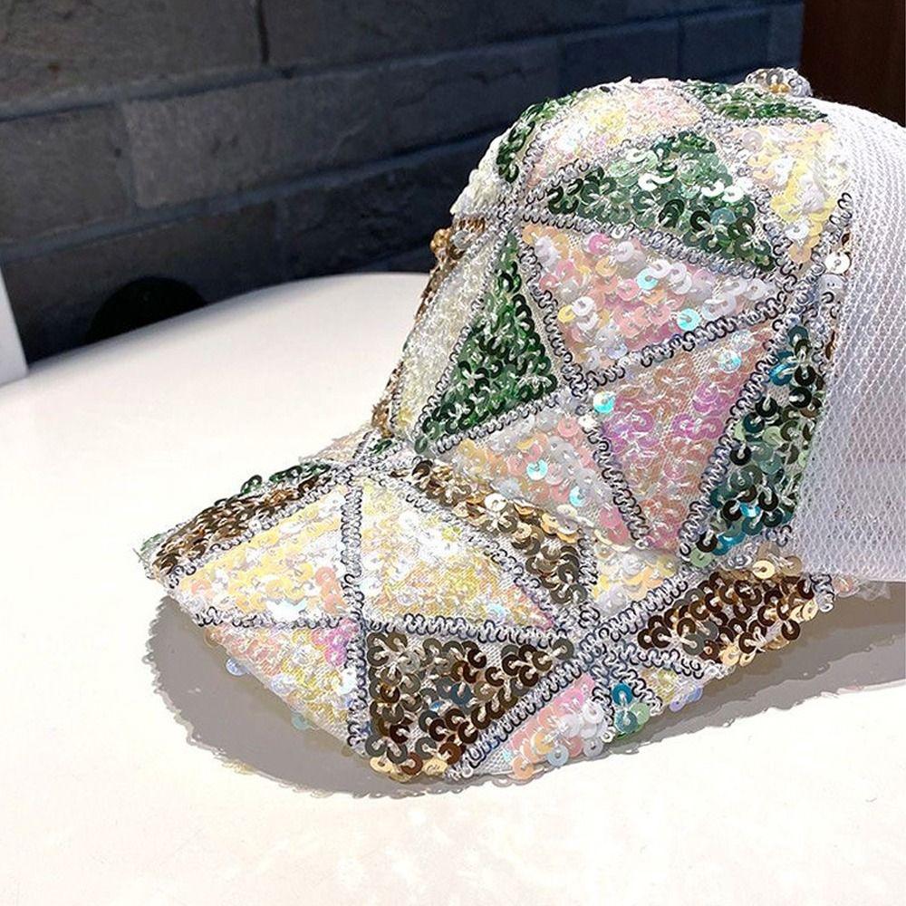 Хлопковая блестящая кепка-сетка, регулируемая, бейсболки-сетки, модные солнцезащитные шляпы для женщин, девушек