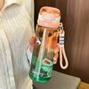 Gradient Color Portable Sports Water Bottle with Straw - Stylish Summer Cup for Students and Girls