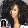 Deep Curly Heat Resistant Rose Net Front Synthetic Hair Wigs For Fashion Women 
