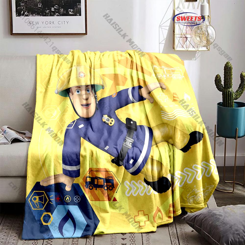 Cartoon Animation Theme Blanket Fireman S-Sam Print Blanket Home Travel Blanket Sofa Bedding Cover Blankets Gift for Boys Girls