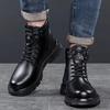 Fashion Men Shoes Fashion Winter Warm Cotton Plush Boots British Style Leather Boots Antiskid Safety Workwear Boots Botas Para Hombre