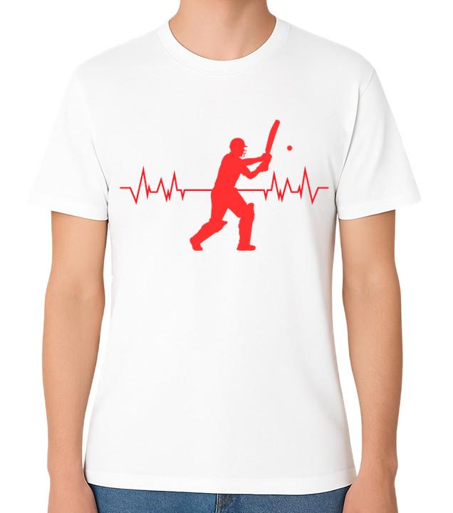Cricket Heartbeat Batsman Graphic Unisex T-Shirt Sports Fan Tee