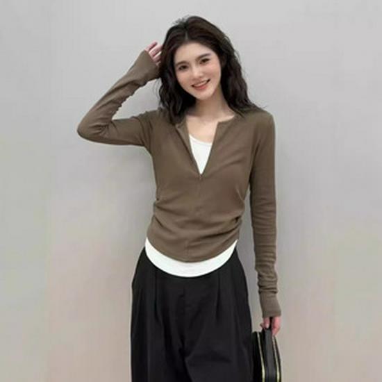 Женский базовый топ с высоким воротником, облегающий, с длинным рукавом, из модала, для осени/зимы, в западном стиле