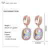 Fashion Luxury Rectangle Crystal Drop Earrings For Women Wedding Jewelry Rose Gold Color Zirconia Eardrop