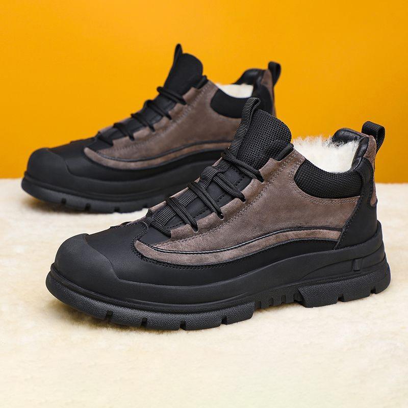 Модная зимняя новая хлопковая обувь, обувь с высоким верхом, мужские толстые плюшевые теплые зимние ботинки, уличные водонепроницаемые и морозостойкие теплые хлопковые ботинки