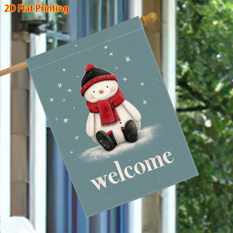 1pc a Double-Sided Garden Flag Featuring Winter Christmas Designs with Snowmen And Snowflakes, Measuring 28 by 101.6 cm, Suitable for Outdoor And Lawn