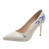 Elegant Floral Embroidered Women Pumps Shallow Mouth Slip On Stiletto High Heels Shoes Woman Sexy Point Toe Party Banquet Shoes