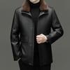 Autumn and Winter New Style Removable Fur-lined Leather Jacket for Middle-aged and Elderly Men, Medium-length Fur Collar Leather Jacket