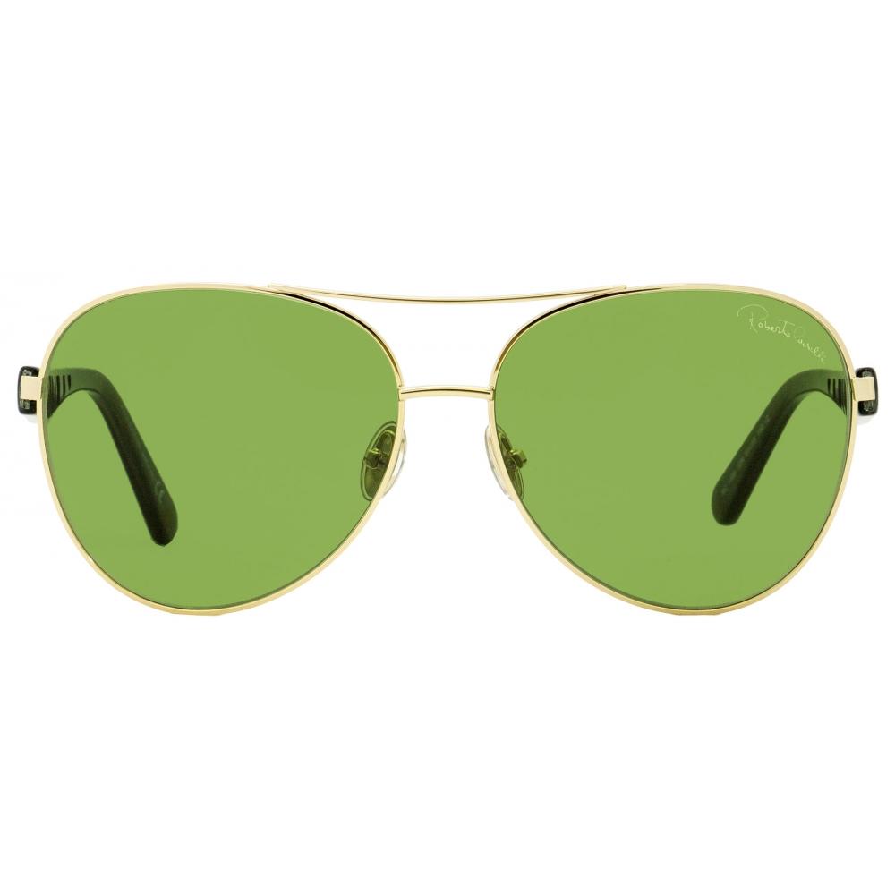 Женские солнцезащитные очки-пилоты Roberto Cavalli RC1108 32n золотистые прозрачно-серые 61 мм 32n