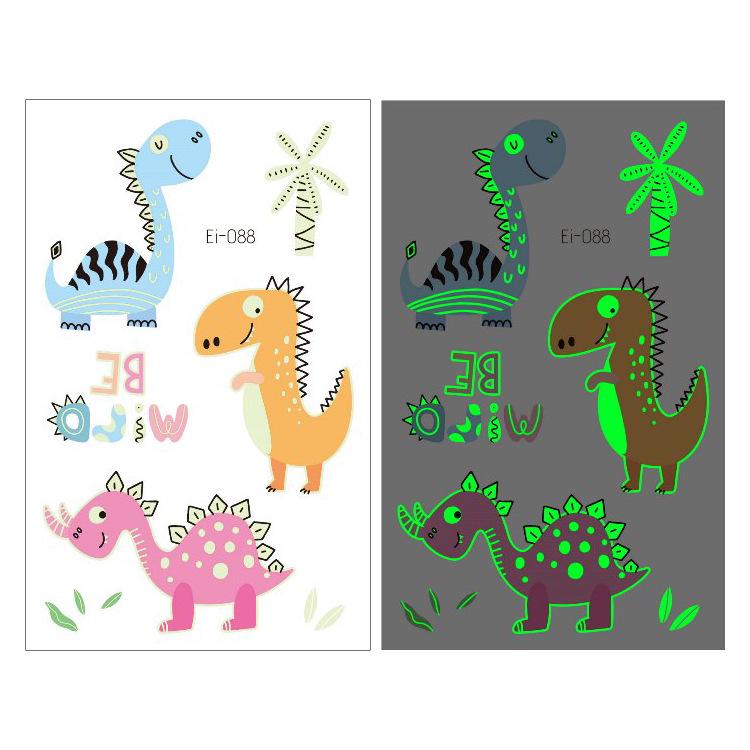 Glow-in-the-Dark Dinosaur Temporary Tattoo Stickers for Kids