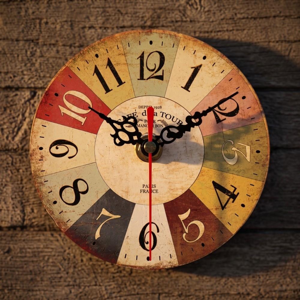 Battery Operated Round Wall Clock Quartz Movement Wood Wall Clock Antique Wall Clock Bedroom