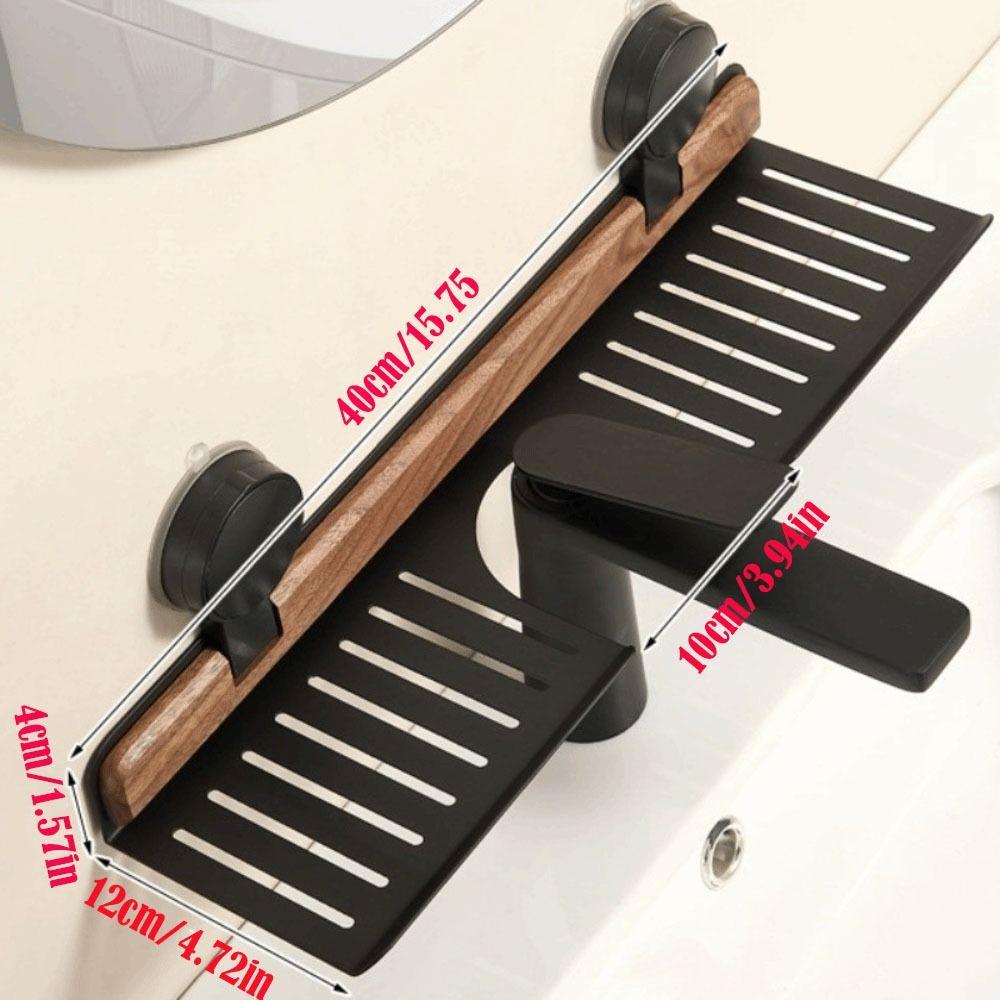 No Drill Suction Cup Bathroom Shelf Walnut Finish Over Faucet Sink Rack Heavy Duty Storage Rack  RV