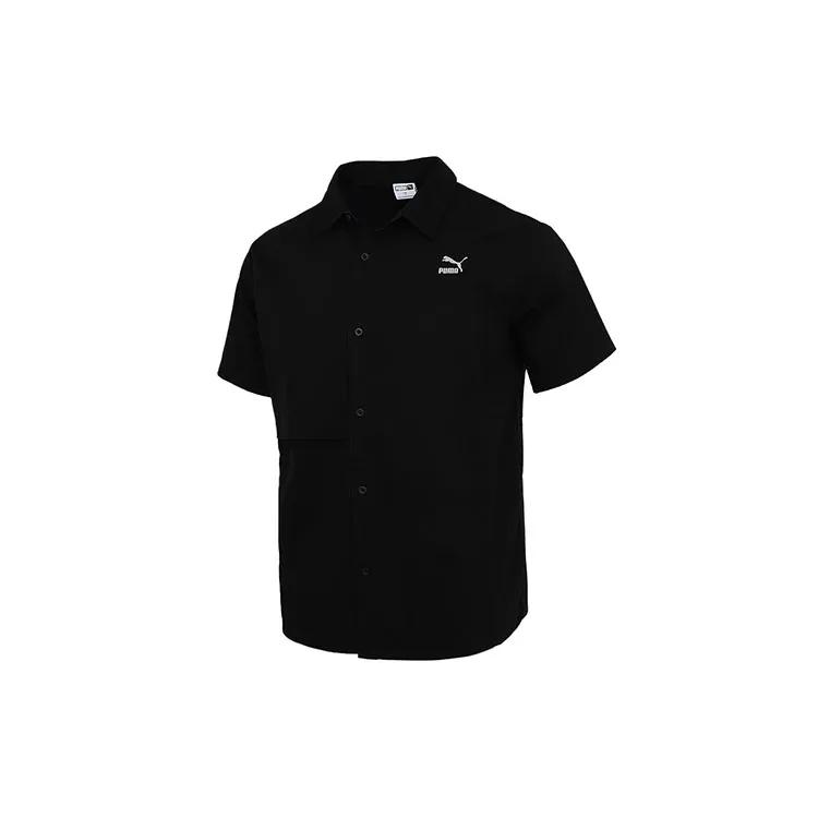 PUMA Shirts Men's Black Lapel Moderate Workwear (Unisex) Shirts 533739 01