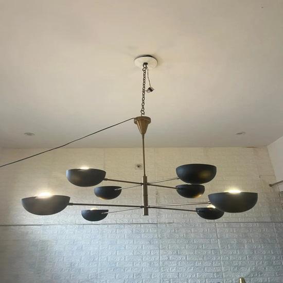8-Light Mid Century Modern Chandelier Black Sputnik Ceiling Light Fixture for Living Room, Bedroom, Kitchen E12/E14 Socket