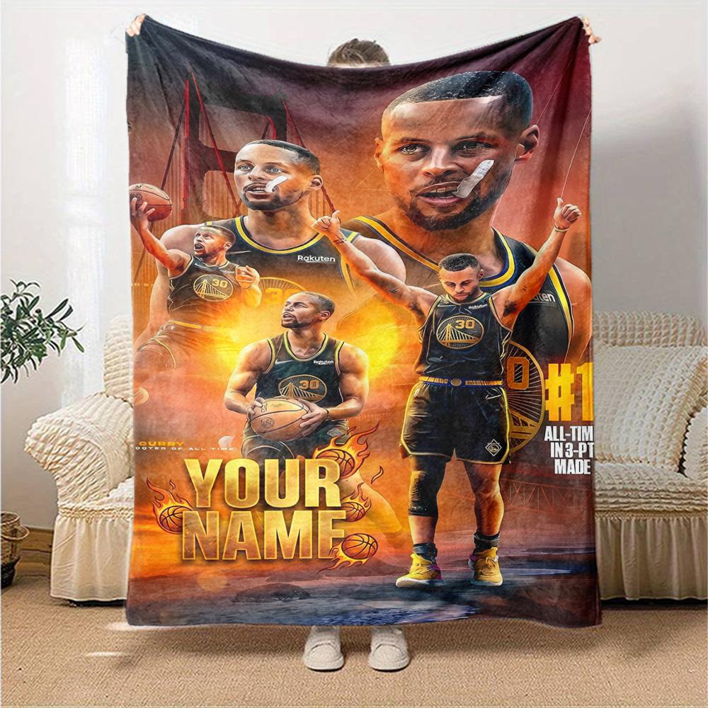 Golden State Curry Customize Your Name Blanket Multi-purpose Customizable Blanket Soft & Cozy for Chair Seaside Office Bed Four Seasons Universal