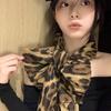 Classic Leopard Print Scarf Soft Thin Women's Wrap Shawls Elegant Y2k Silk Scarf  Female