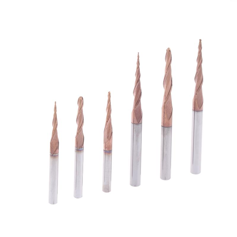 1 Pcs Taper Wood Metal Milling HRC55 Tungsten Steel Tapered Ball Nose End Mill Tapered Ball Nose Spiral Engraving Router Bits