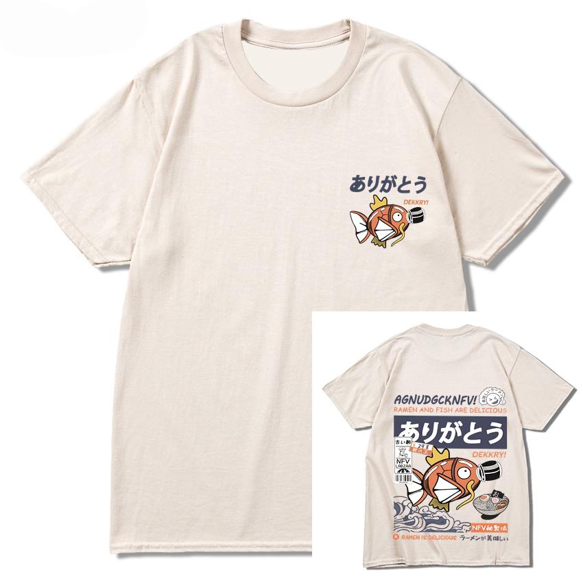 Japanese Style Ramen And Fish Are Delicious Fun D Print Mens Tshirt Hip Hop Casual Comfortable Tees Unisex Kids O Neck Tops