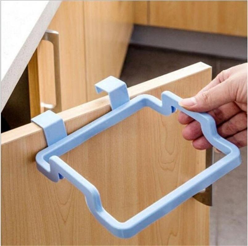1 Pcs Trash Rack Storage Garbage Bag Holder Cupboard Door Garbage Rubbish Bag Cabinet Hanging Trash Rack Kitchen Orgnizer