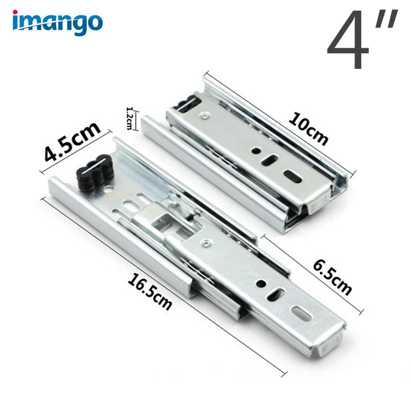 2 Pcs Drawer Slides 4" 6" 8 Inch,Furniture Hardware Cabinets Rails,3 Sections Removed Rail Track for Drawers Mini Slide