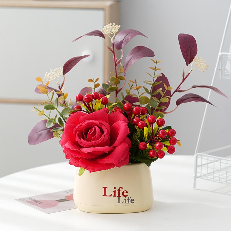 Living Room Decor: Artificial Sunflower and Green Plant Arrangements, Small Potted Plants, and Plastic Bouquets