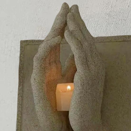 Prayer Hand Candlestick Resin Material Symbol of Faith Emotion Warmth