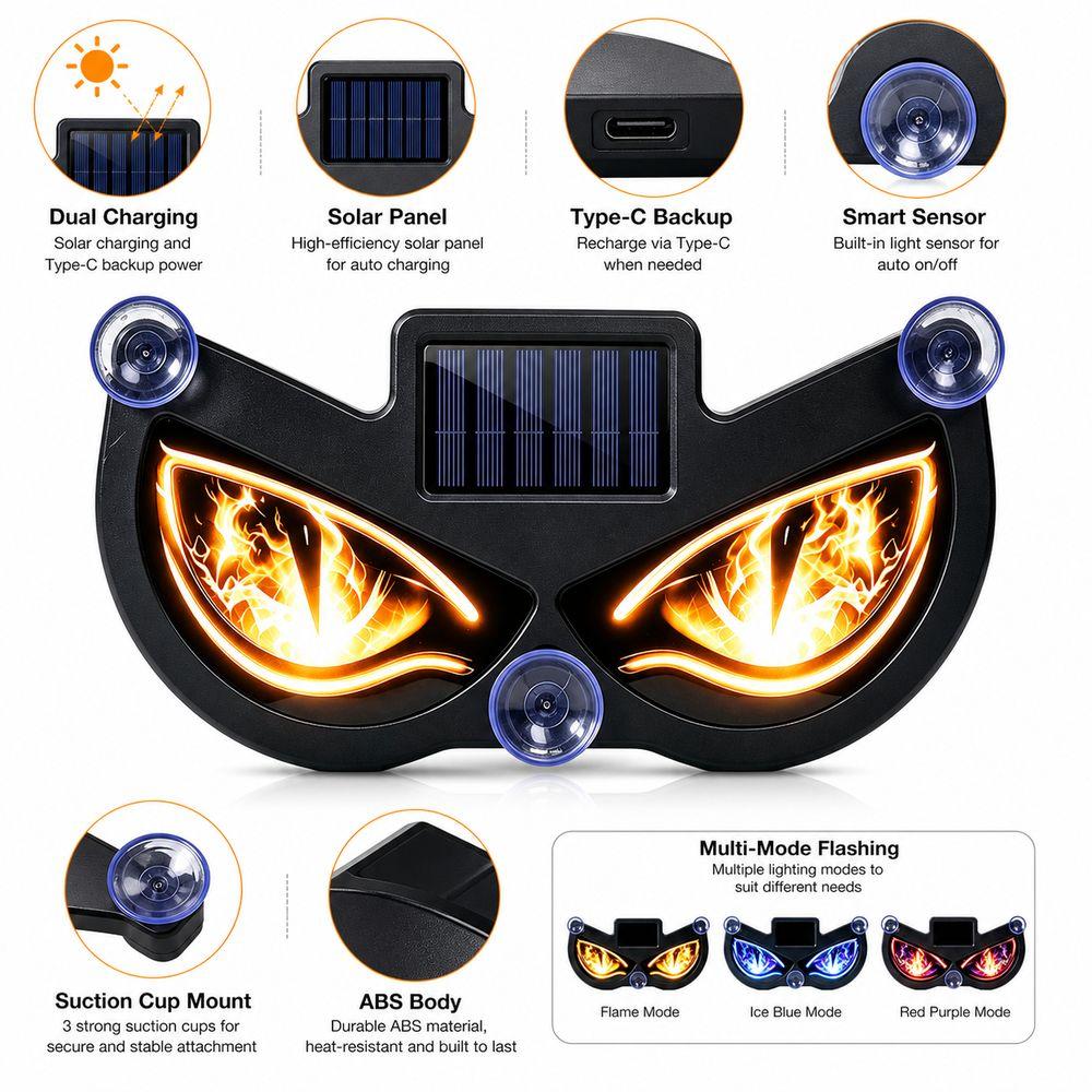 Suction Cup Devil Eyes Car Lights Wireless Car Atmosphere Light Car Security Light