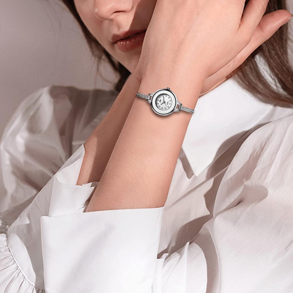 Браслет с бриллиантами, симпатичные, простые, стильные, с аналоговым дисплеем, водонепроницаемые кварцевые часы, модные часы для поездок на работу или в школу, подарок на день для женщин -