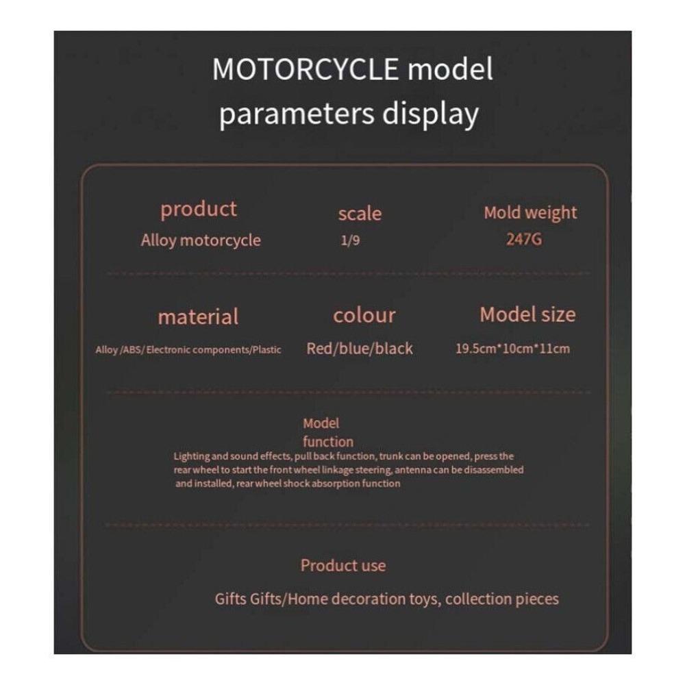Моделирование 1/9 сплава Harley Davidson Tricycle Модель мотоцикла Украшение