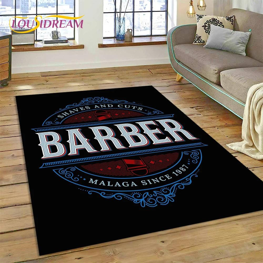 Модный логотип парикмахерской Череп Винтажный ковер-циновка для спальни, гостиной, дома, украшение для дивана, большой игровой коврик для ребенка