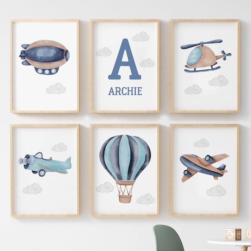 Balloon Airplane Helicopter Fighter Cartoon Wall Art Canvas Painting Nordic Posters And Prints Pictures For Baby Kids Room Decor