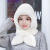 Women Hat Solid Color Elastic Knitted Warm Winter Hat with Scarf Outdoor Activities Travel Accessories