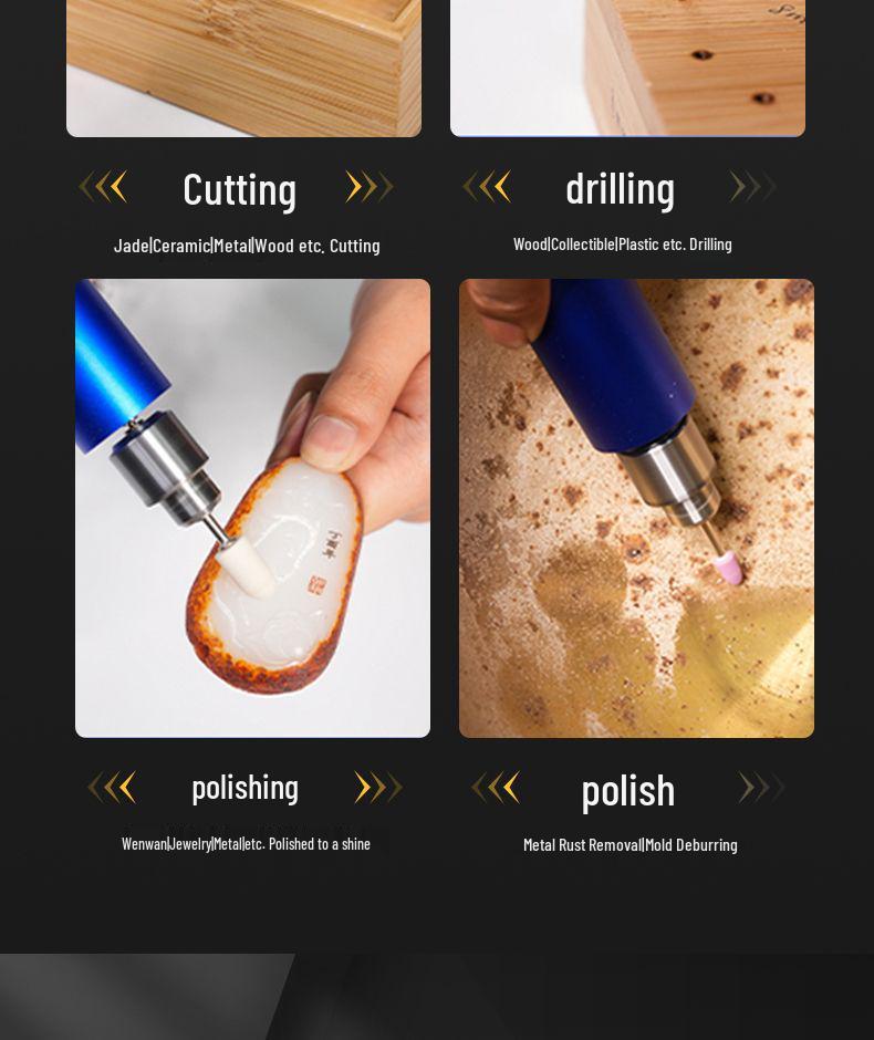 Compact Electric Handheld Grinder and Drill for Jade, Wood Carving, and Polishing