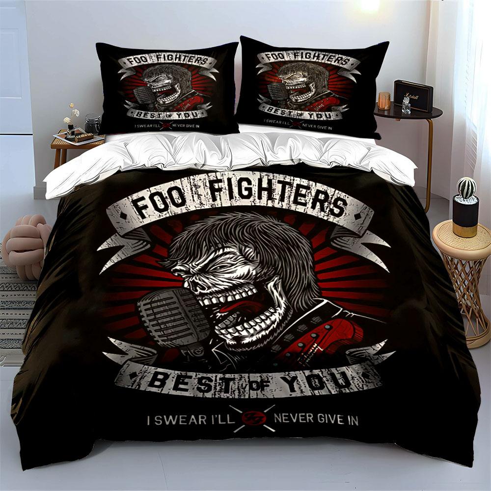 Foo Fighters Rock Skull Design Bedding Duvet Cover Set Duvet Cover Pillowcases (1*Duvet Cover 2*Pillowcases, without duvet insert)