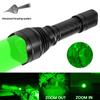 500 Yards Zoomable Flashlight Red/Green/White Hunting Torch 1 Mode High+Remote Pressure Switch+Rifle Scope Mount+18650+Charger