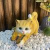 Садовая статуэтка милого кота на солнечной батарее со светодиодной подсветкой-бабочкой, водонепроницаемая скульптура из смолы для крыльца, патио, балкона, лужайки, двора