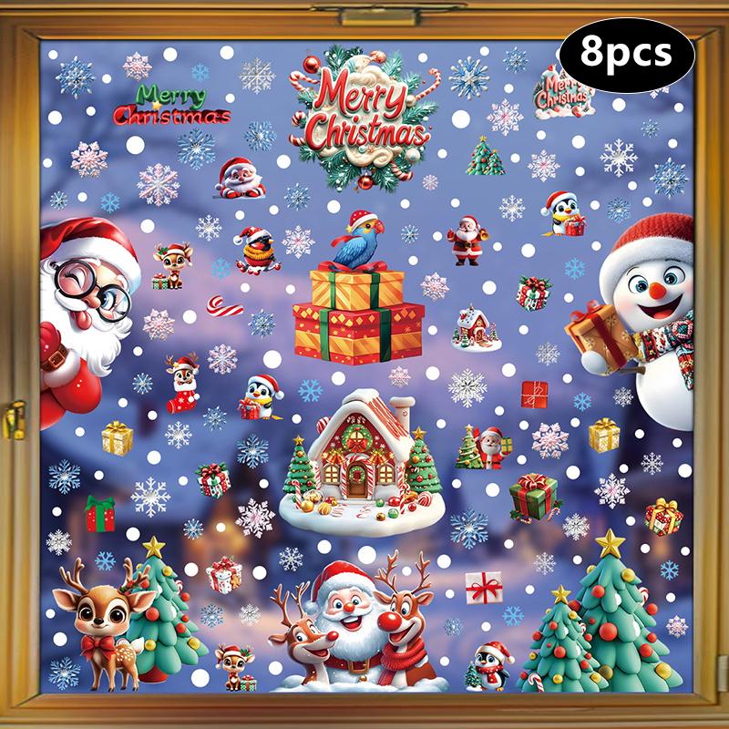 Creative Christmas Decorations, Electrostatic Stickers, Shop Window Decorations, Christmas Decorative Glass Stickers