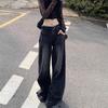 "Women's High-Waist Retro Wide-Leg Jeans: Autumn Loose, Slimming, Floor-Length, Straight-Tube Style"